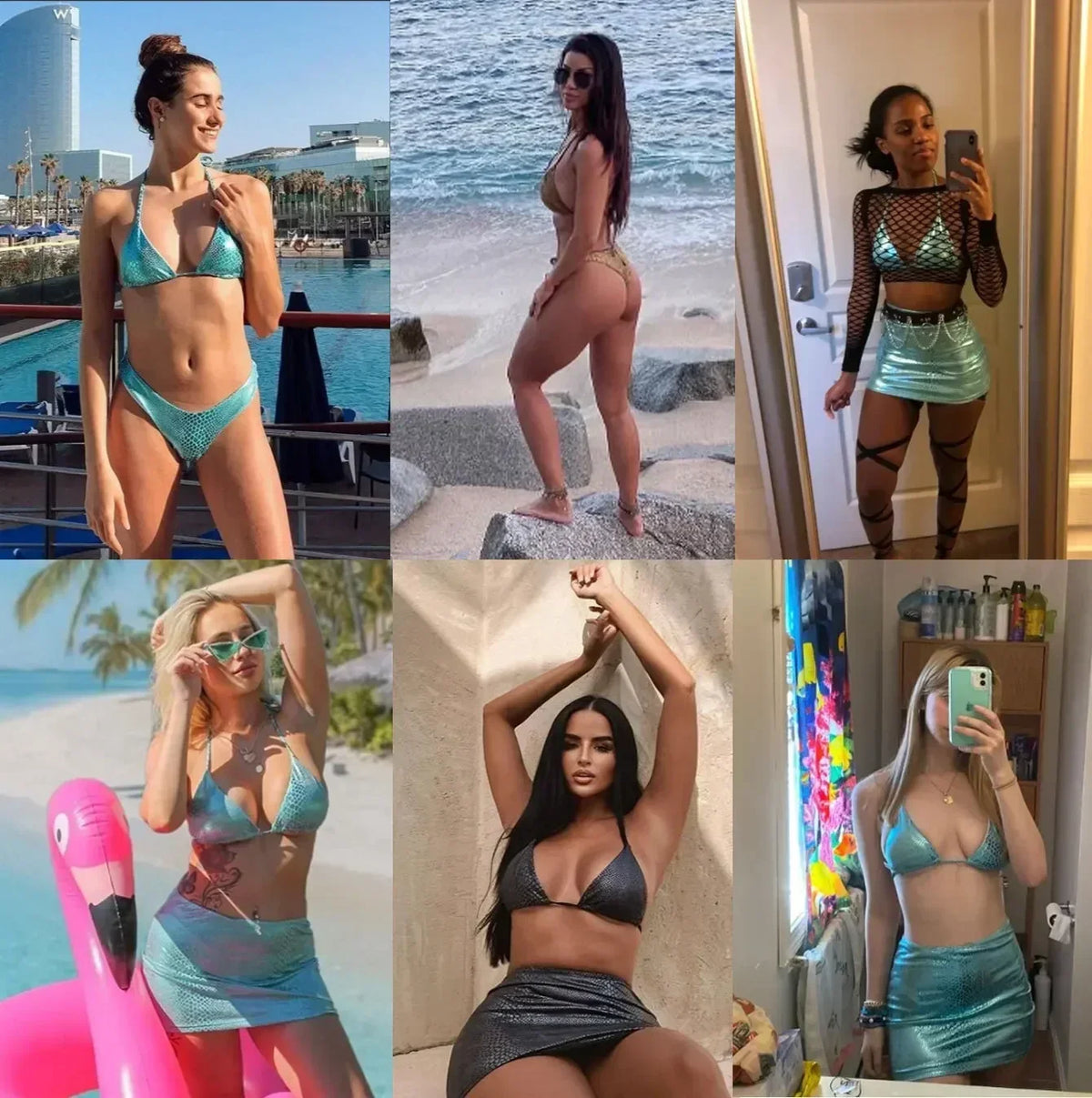 European and American swimsuits bikini women shiny sexy neck halter swimsuit