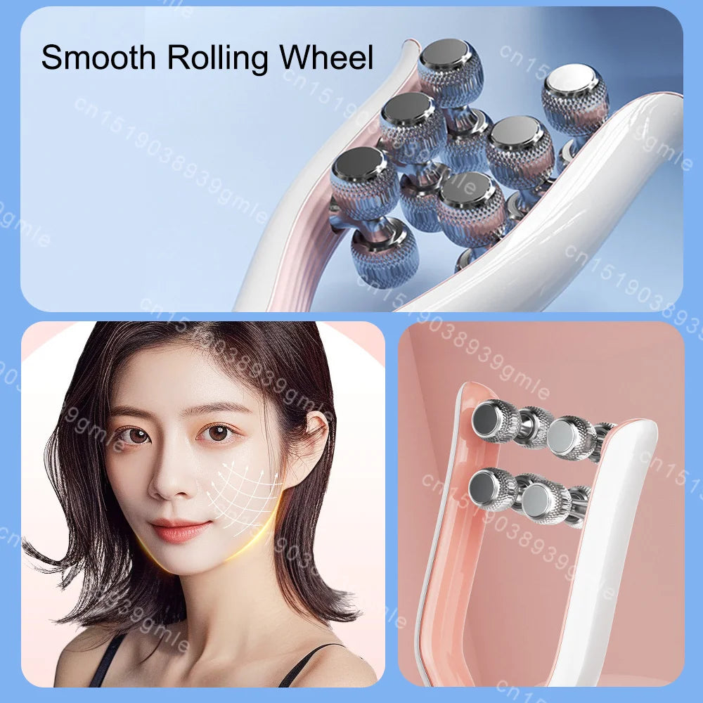 EMS Micro-Current Face Massage Roller Neck Face Lifting Firming Facial Lift Massager Anti Wrinkle Face Slimming Beauty Skin Care