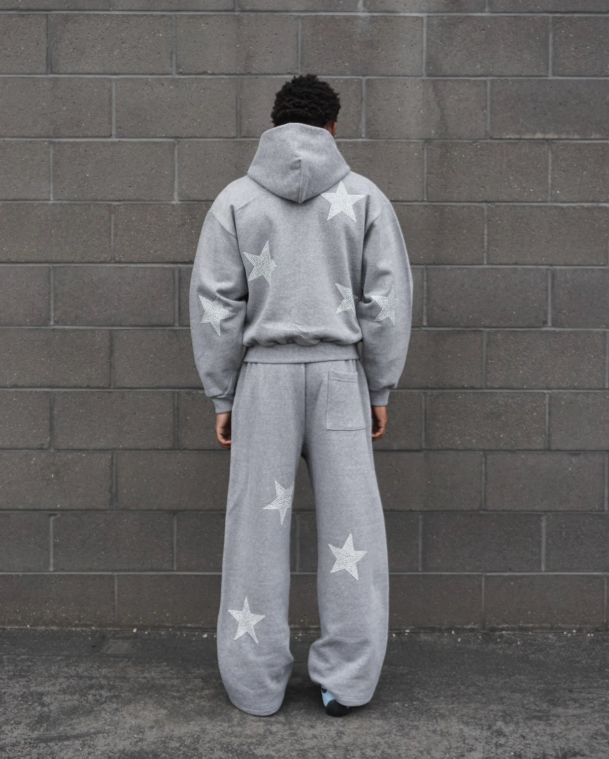 Y2k Harajuku Grey Loose Pants Zipper Hoodies Sweatshirt Tracksuit Men Casual Versatile Sweatpants Two Piece Set Men Clothes