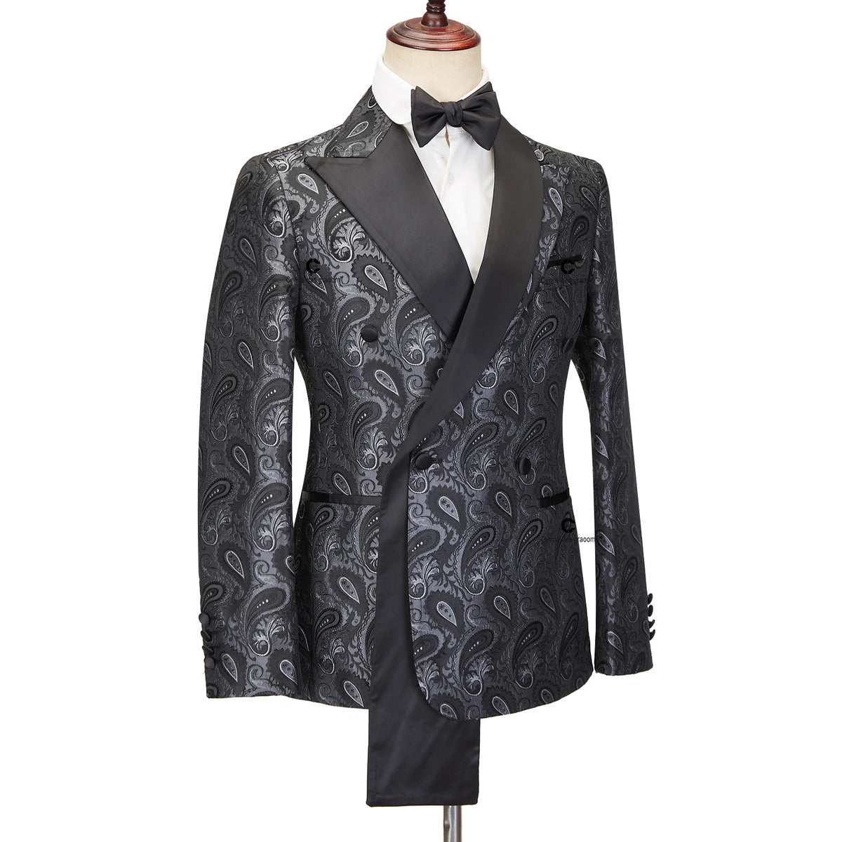 Cenne Des Graoom 2024 New Double-breasted Tuxedo Suits for Men Floral Paisley Jacquard Blazers Pants Wedding Party Wear Prom ﻿