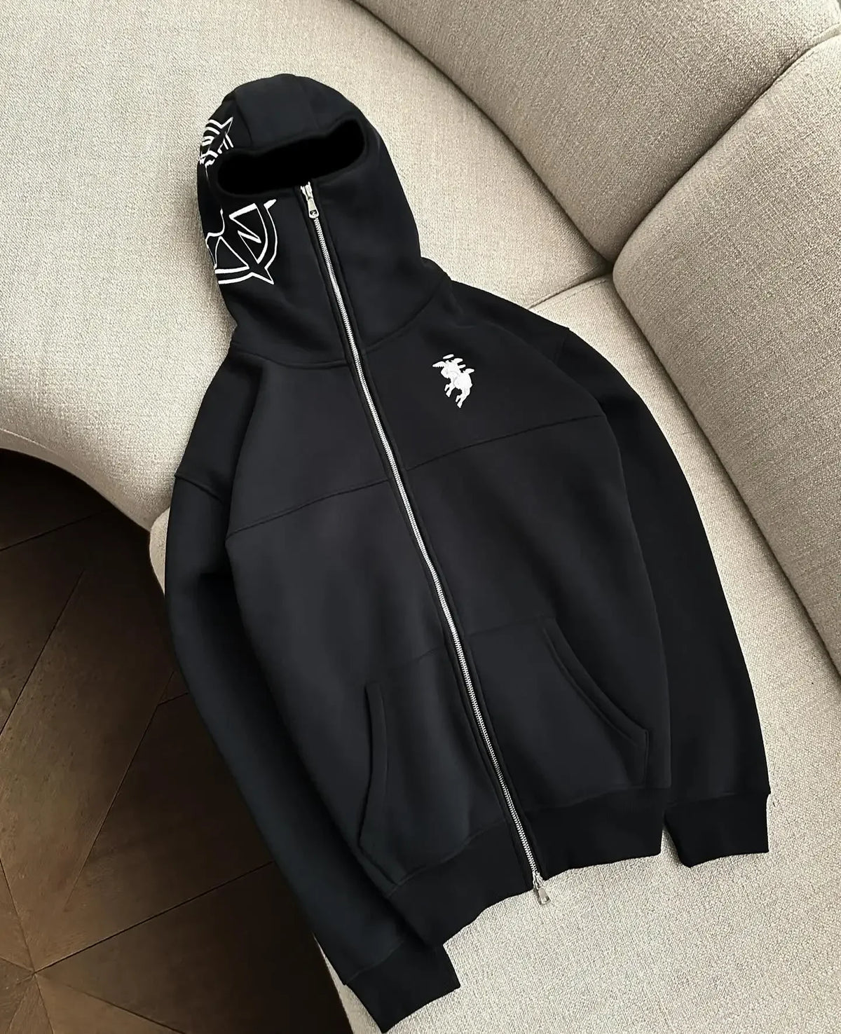 Gothic Black Star Patchwork Hoodie Men Clothing Oversized Loose Fashion Embroidered Hooded Pullover Y2K Harajuku Sweatshirt Tops