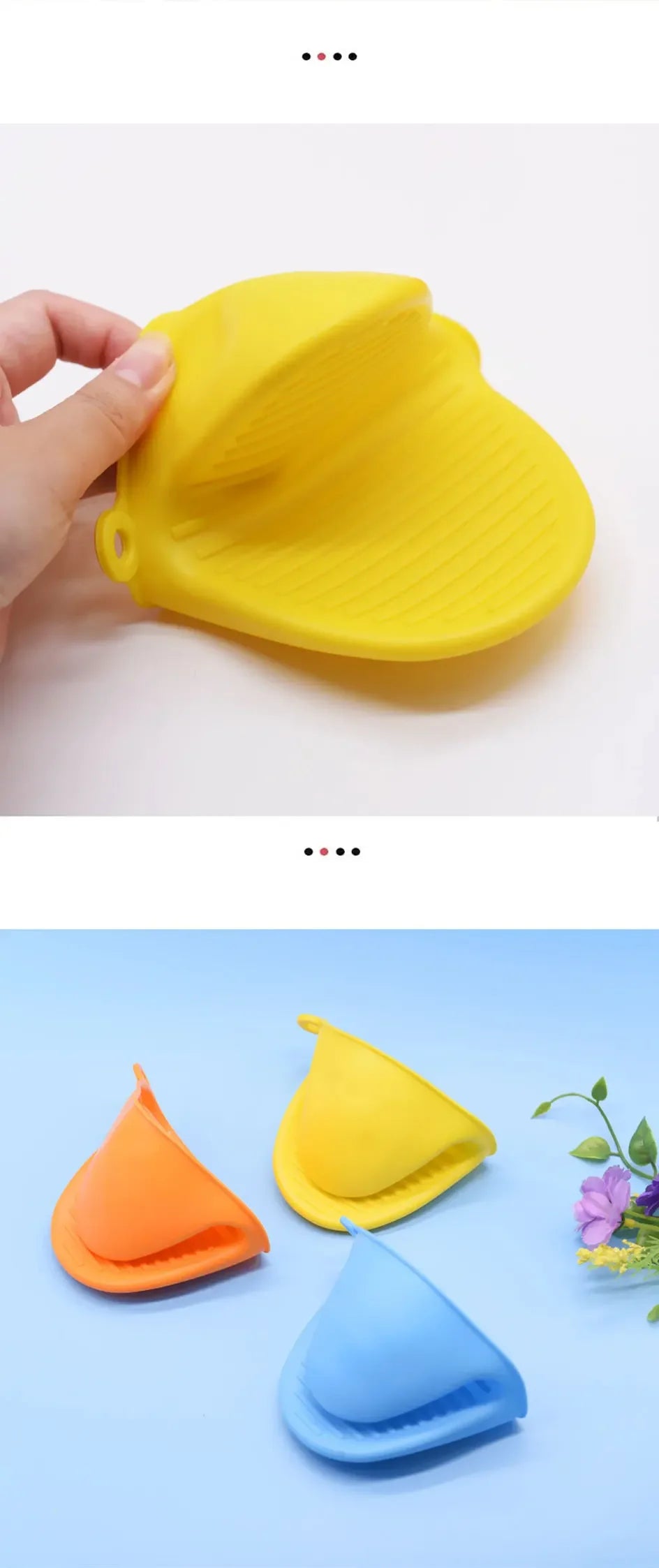 2pcs Thicken Baking Silicone Oven Mitts Microwave Oven Glove Heat Insulation Anti-slip Grips Bowl Pot Clips Kitchen Gadgets