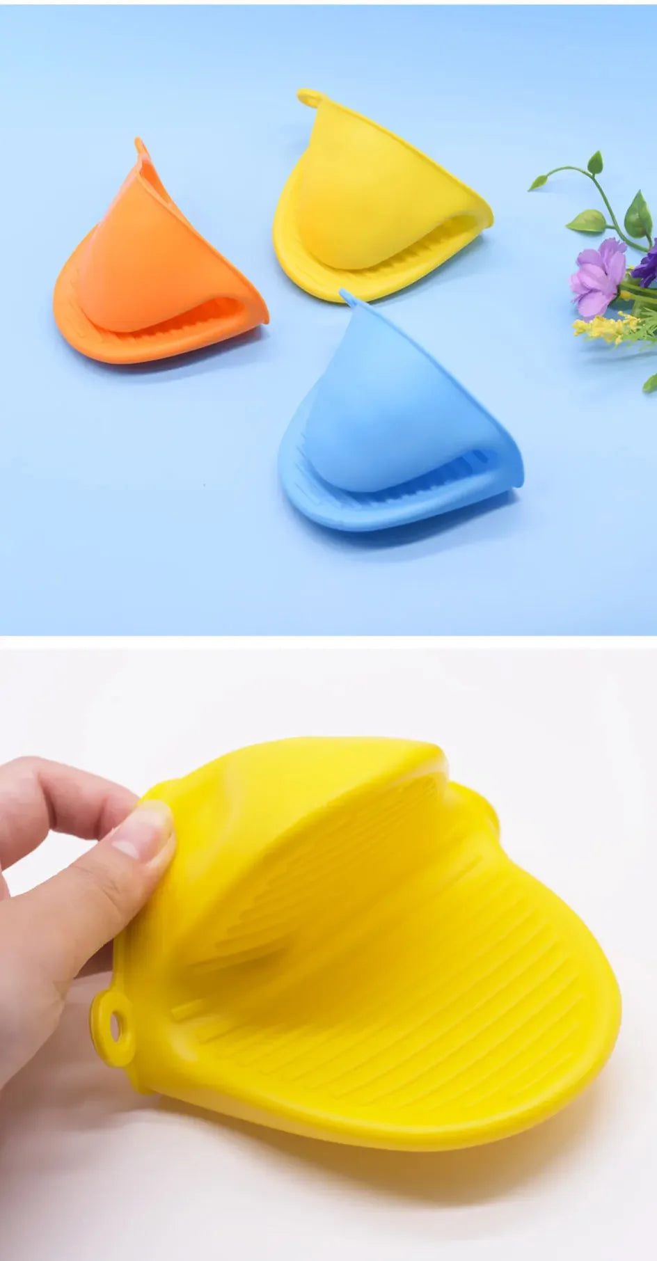 2pcs Thicken Baking Silicone Oven Mitts Microwave Oven Glove Heat Insulation Anti-slip Grips Bowl Pot Clips Kitchen Gadgets