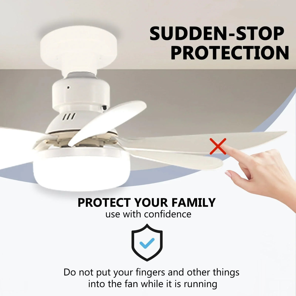 LED 40W Socket Ceiling Fan with Light, 20.5in Screw Ceiling Fans with Lights with Remote, For Bedroom/Garage/Kitchen