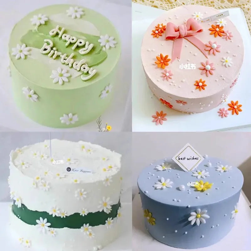 4/8pcs Plum Flower Daisy Flower Cake Plunger Fondant Cookie Cutter Mold Plum Baking Decorating Biscuit Stamps For Kitchen Tools