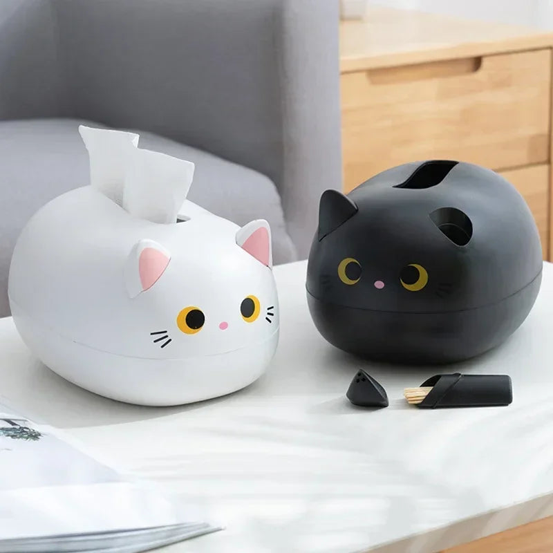 Kawaii Cat Tissue Box Kitchen Napkin Storage Box Wc Paper Container Desktop Toilet Paper Holder Nordic Style Home Decoration