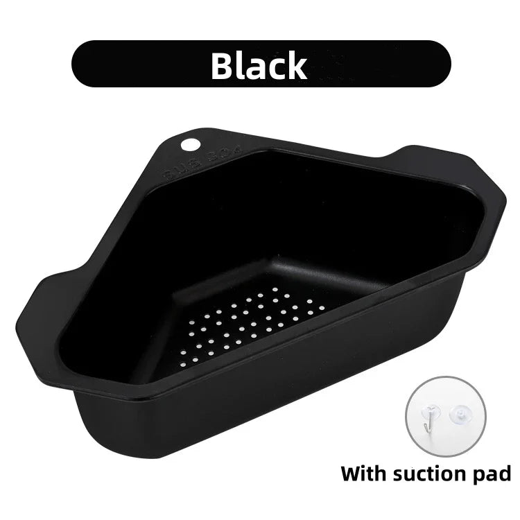 Stainless Steel Triangle Drain Basket Kitchen Sink Filter Shelf Fruit Vegetable Drainer Storage Rack Basket Bar with Suction Cup