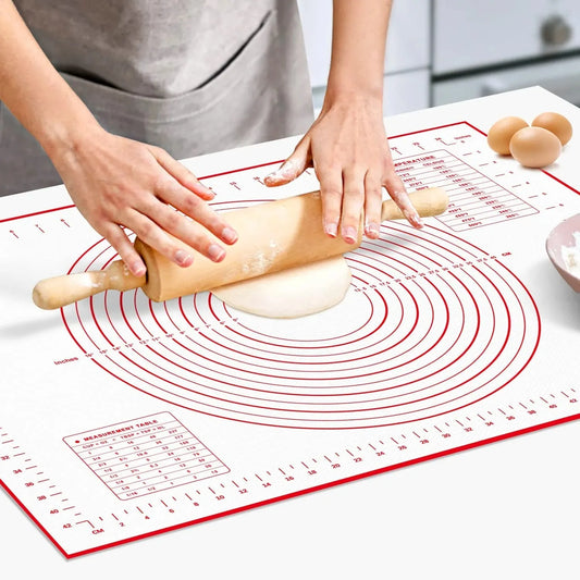 BUYYES 1PCS White And Red Kneading Mat Silicone Baking Mat Pizza Cake Dough Maker Kitchen Cooking Grill Gadget Baking Utensils