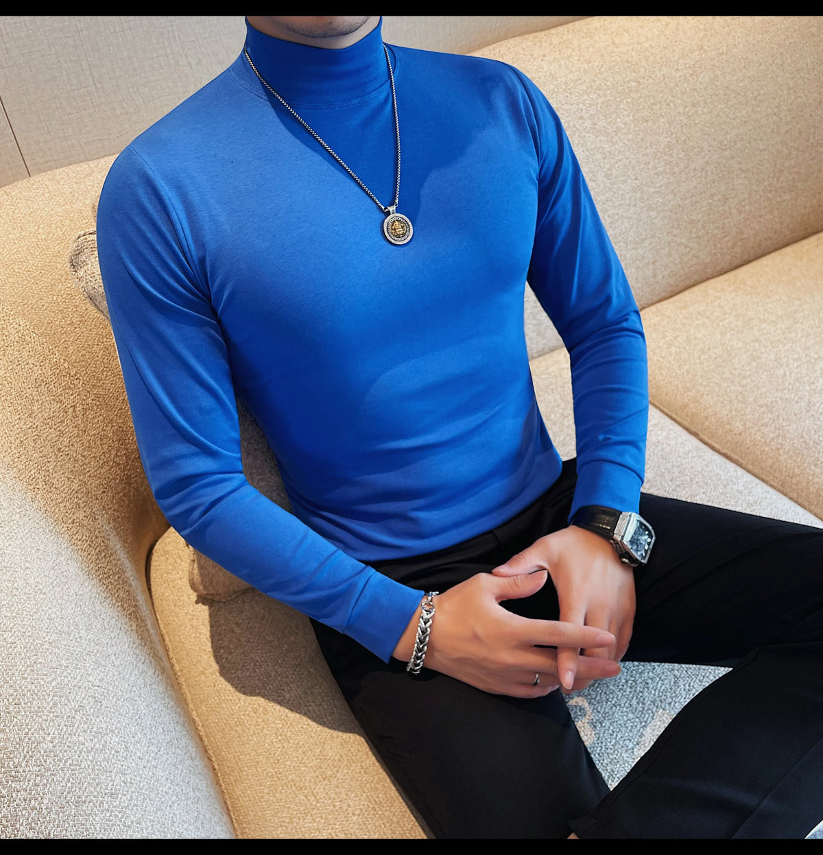 Men's T Shirts Autumn Winter New Turtleneck Long Sleeve T-Shirts For Men Clothing 2025 Slim Fit Casual Basic Tee Shirt Homme 4XL