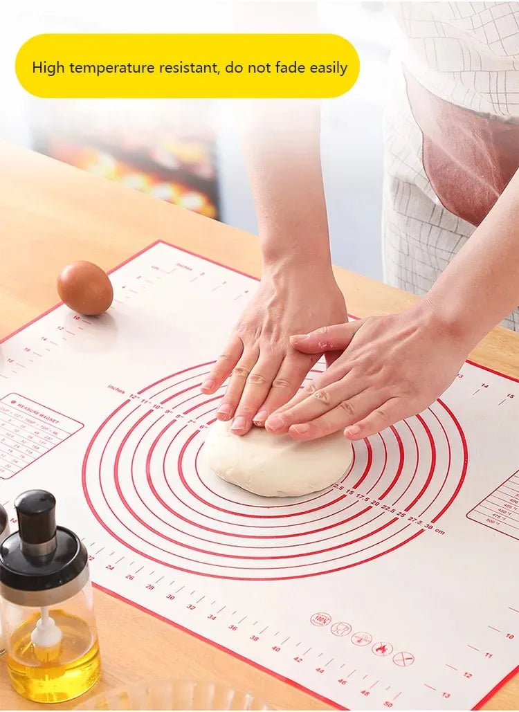 BUYYES 1PCS White And Red Kneading Mat Silicone Baking Mat Pizza Cake Dough Maker Kitchen Cooking Grill Gadget Baking Utensils