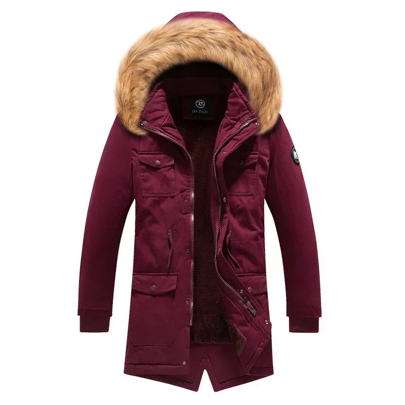Camouflage Jacket Winter Hooded Velvet Thick Windproof Coat Men Warm Male's Medium-long Parkas New Mens Camo Parka Coat