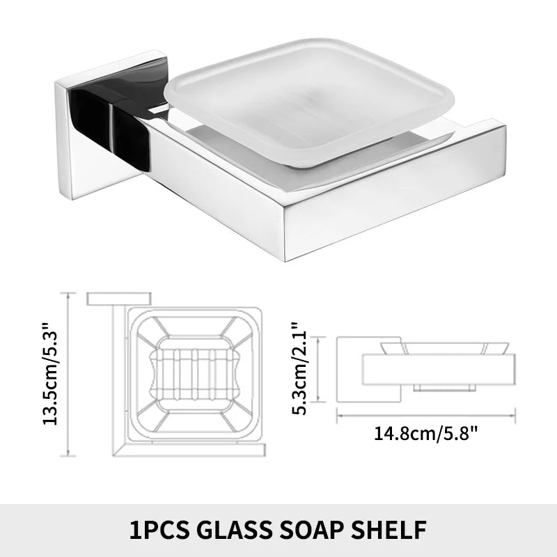 Soap Dish holder for Kitchen Bathroom Accessories Wall Mount Soap Dispenser Soap Rack With Glass Dish Metal Soap Holder Gold