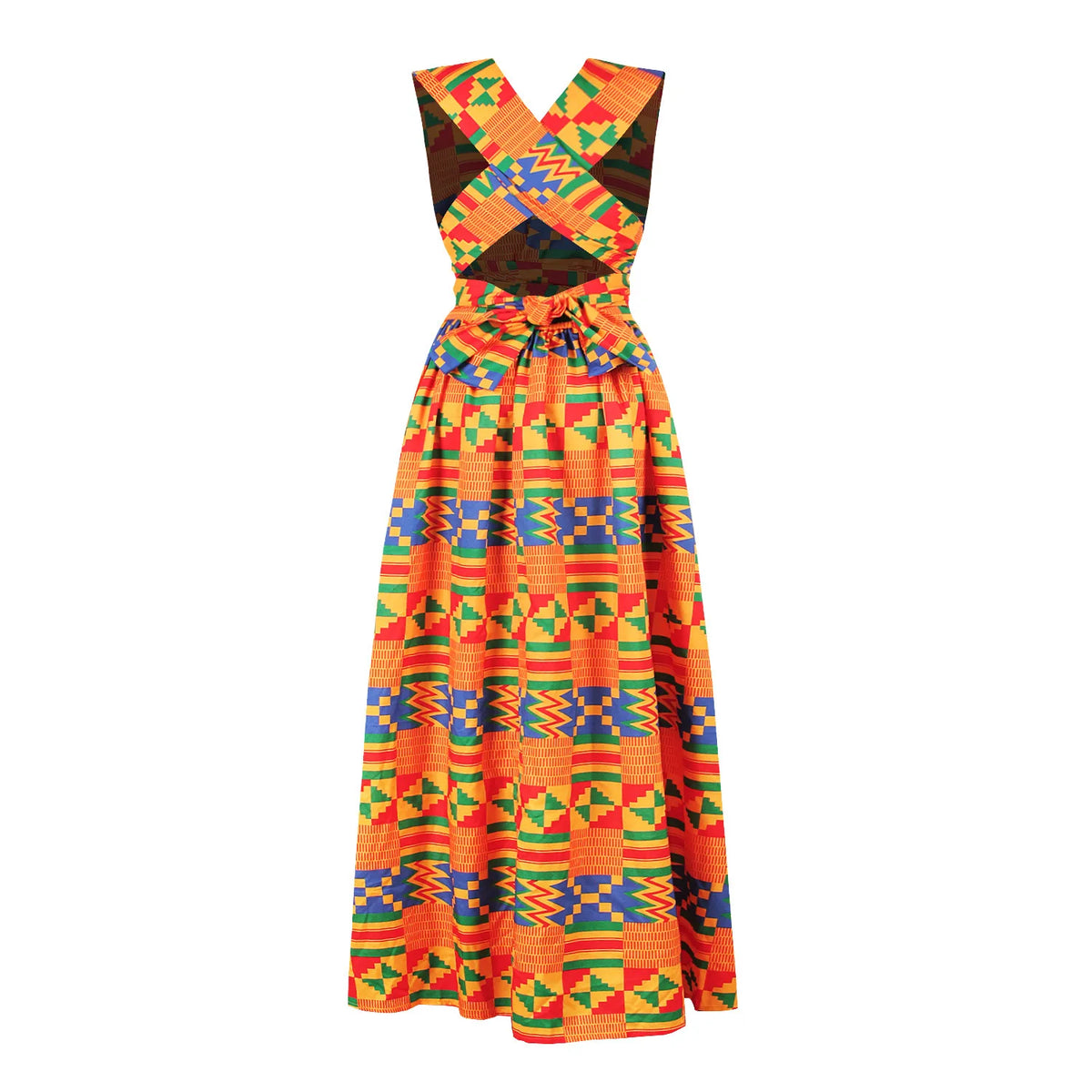 Sexy Sleeveless Dress Women Fashion Off Back African National Print Lady Party Dresses Vintage Casual Long Dress Africa Clothing