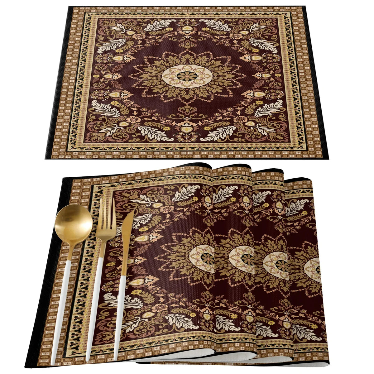 1Pcs Placemat Persian Rug Table Mat For Dining Table Kitchen Accessories Coffee Tea Coaster