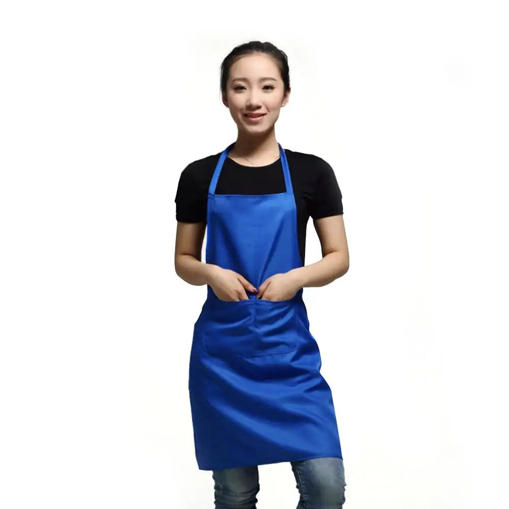 Polyester+ Cotton Blend Sleeveless Apron  Black Red Coffee Orange Anti-wear Cooking Kitchen Bib Women Men Aprons With Big Pocket