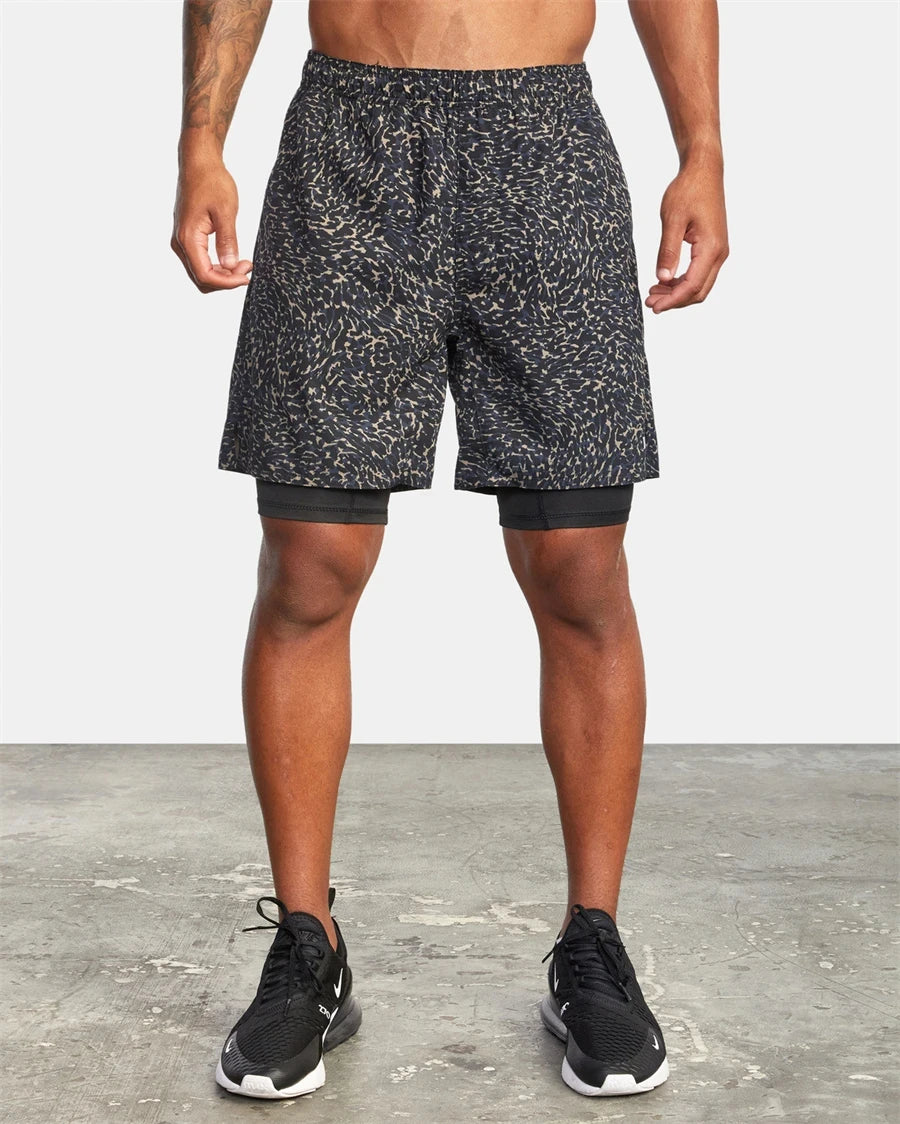 Fitness Shorts Men's Training Sports Jogging Fitness Woven Quick Dry New 2-in-1 Double-layer Sports Fitness Running Shorts