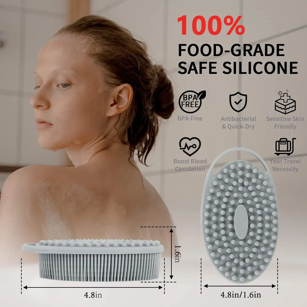 2 in 1 Soft Silicone Body Brush Wash Bath Shower Exfoliating Skin Fit For Baby Bath Shampoo Facial Massage Brush