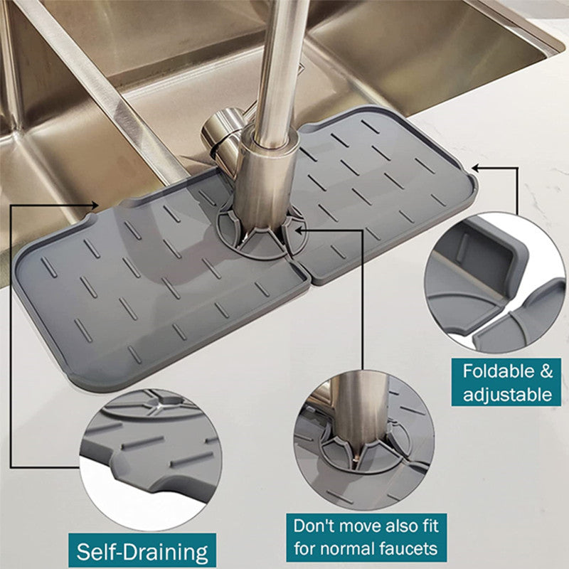 Faucet Absorbent Mat Silicon Kitchen Sink Splash Guard Drain Pad Water Splash Catcher Mats Countertop Protector Kitchen Gadgets