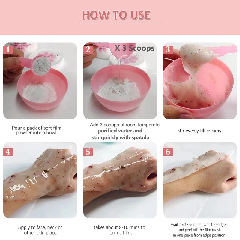 650g/200g Hydro Soft Jelly Mask Powder DIY  jelly Masks Peel Off Hyaluronic Acid Facial Skin Care Rose Mask For Face