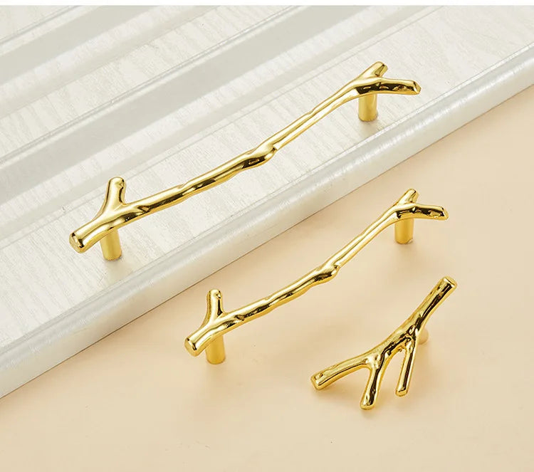 Fashion Tree Branch Furniture Handle 96mm 128mm Black Silver Bronze Kitchen Cabinet Handles Drawer Knobs Door Pulls Hardware
