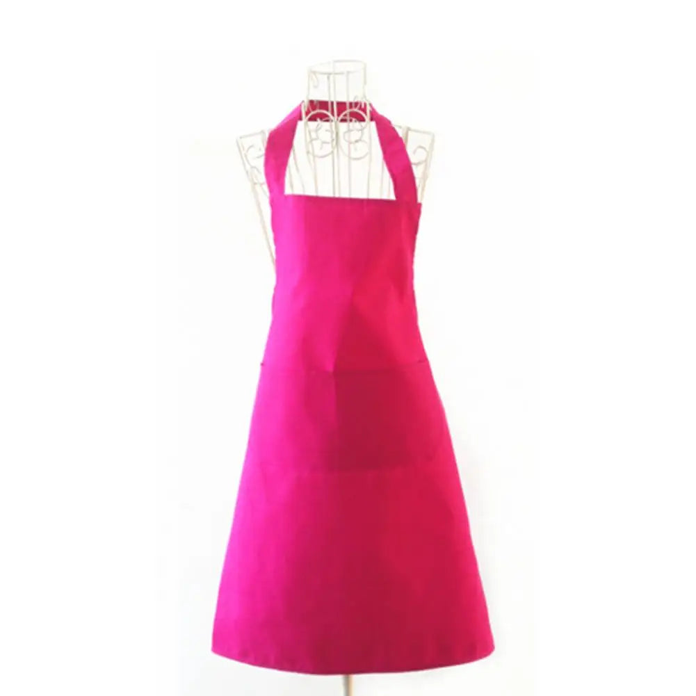 Polyester+ Cotton Blend Sleeveless Apron  Black Red Coffee Orange Anti-wear Cooking Kitchen Bib Women Men Aprons With Big Pocket