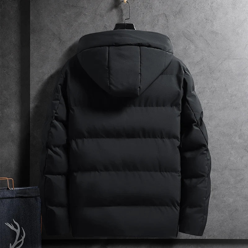 Autumn and Winter Men's Cotton Coat Hooded Jacket Warm Casual Simple Korean Version Slim Fit Cotton Coat  Trend Puffer Jacket