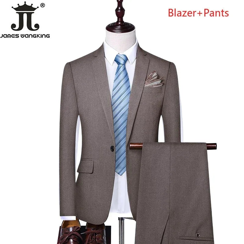 Blazer and Vest and Pants Boutique Fashion Solid Color Men's Casual Formal Office Business Suit Groom Wedding Dress Party Suit