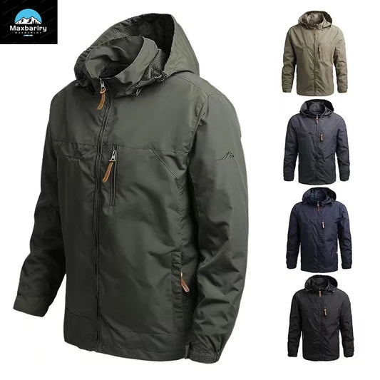 Men's Windbreaker Casual Men's Hooded Jacket Outdoor mountain Waterproof MA-1 Pilot Coat Men's Mountaineering Hunting Suit