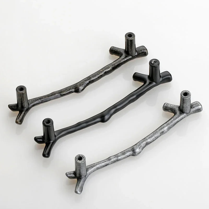 Fashion Tree Branch Furniture Handle 96mm 128mm Black Silver Bronze Kitchen Cabinet Handles Drawer Knobs Door Pulls Hardware