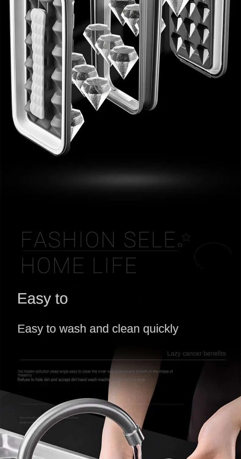 Diamond Shape Ice Maker 18 Ice Cube Mold Foldable Ice Kettle Two-in-one Multi-function Ice Tub Kitchen Bar Gadgets Box