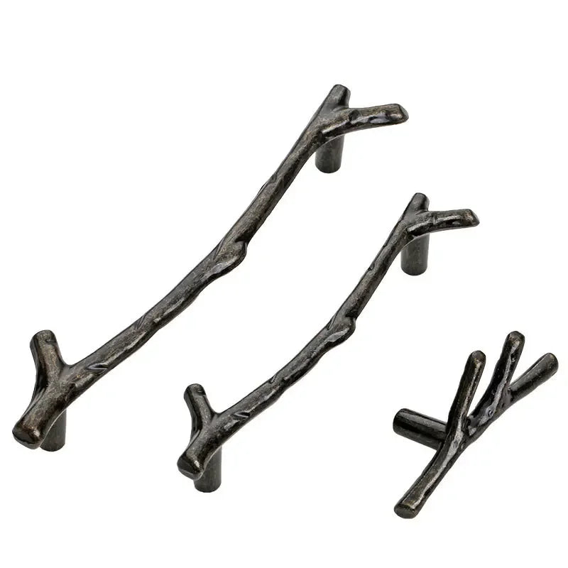 Fashion Tree Branch Furniture Handle 96mm 128mm Black Silver Bronze Kitchen Cabinet Handles Drawer Knobs Door Pulls Hardware