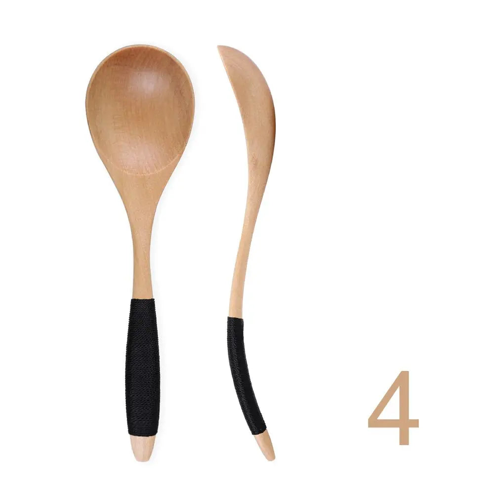 Coffee Dessert Catering Scoop Hand-made Wood Tableware Wooden Spoon Kitchen Tool Cooking Utensil Soup Spoon