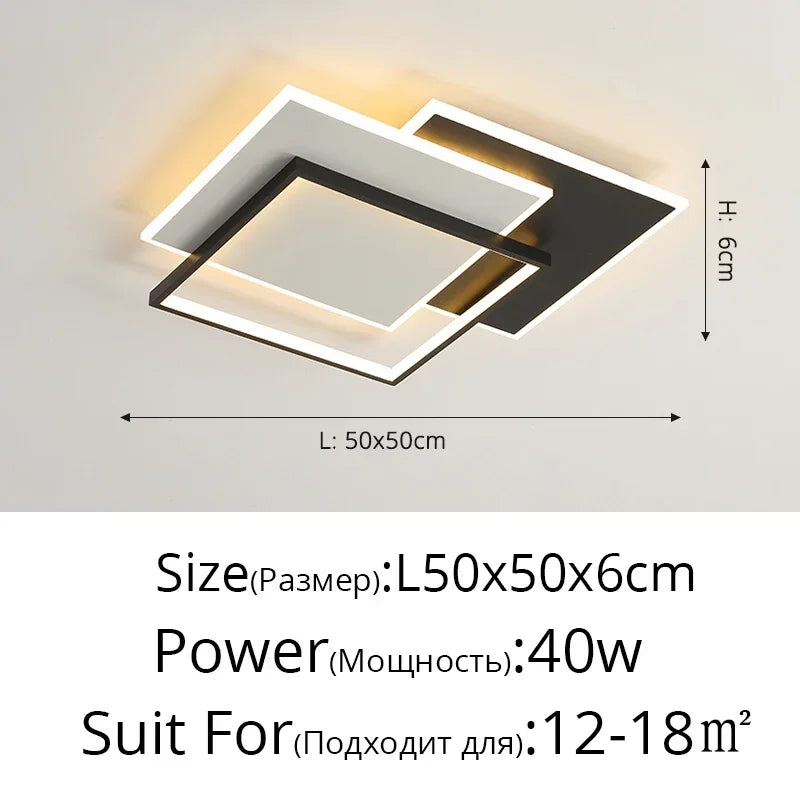 Modern Round Square LED Chandelier Simple Dimming Ceiling Lamps for Living Dining Room Kitchen Bedroom Indoor Lighting Fixture
