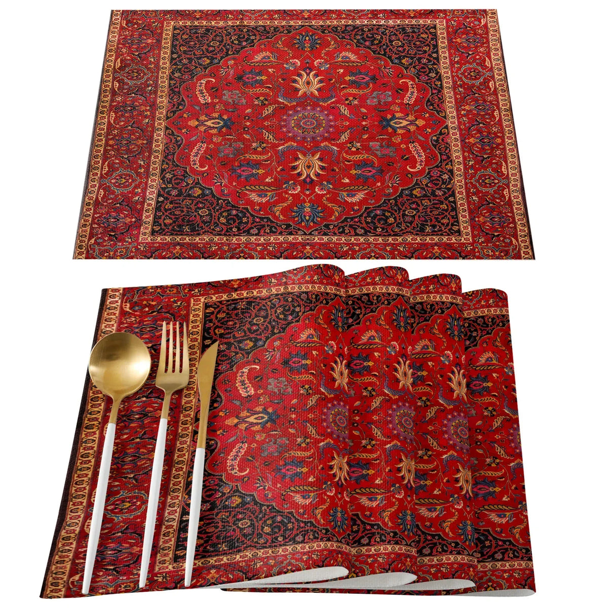 1Pcs Placemat Persian Rug Table Mat For Dining Table Kitchen Accessories Coffee Tea Coaster