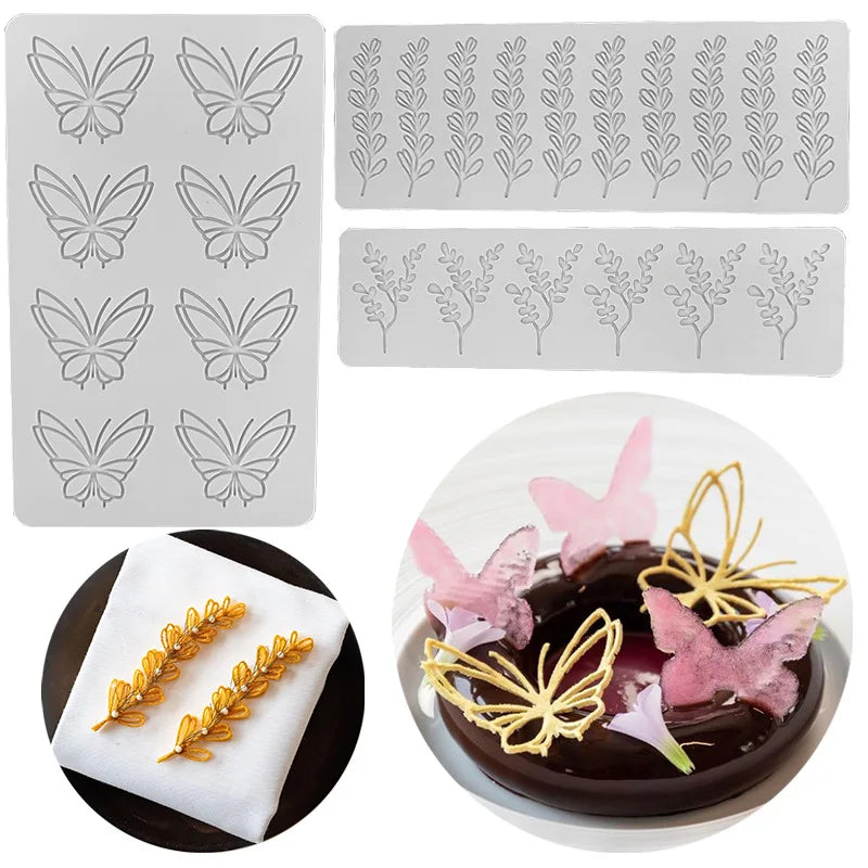 Various Leaf Butterfly  flower Silicone Cake Lace Mold Snowflakes deer Shape Fondant Mold Cake Decorating Tool  kitchen bakeware