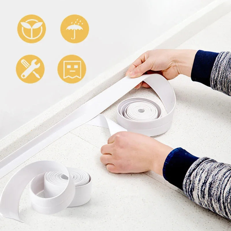 Shower Bath Sealing Tape Strips PVC Self Adhesive Waterproof Wall Stickers For Bathroom Kitchen Seal Caulk Strip Sink Mold Proof