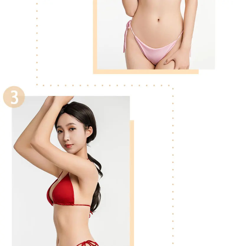 Women Two Pieces Padded Bikini Set Sexy Bra Side Tie Thong Swimsuit  Three-point Bandage Brazilian Style Swimwear Biquinis