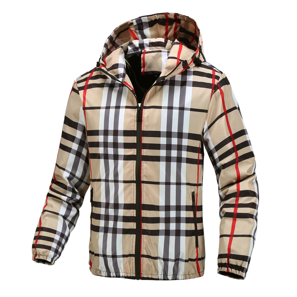2024 new jacket men's hooded cross-border live broadcast fashion versatile jacket plaid spring and autumn youth jacket