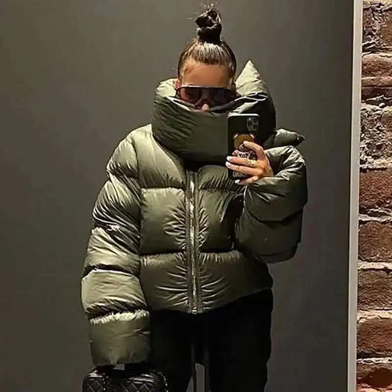 HKSH Autumn Winter New Men Tide Cotton Padded Jacket Scarf Collar Thick Long Sleeve Zipper Bread Chic Trendy RO Style Coat H2840