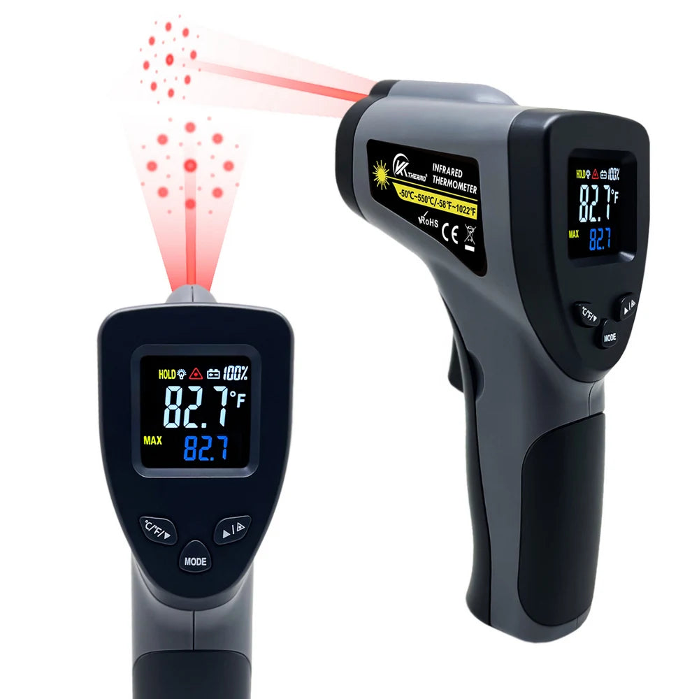 Digital Thermometer Non-contact industrial Infrared Laser LCD Color Screen Kitchen Thermometer Temperature Gun Tester-50-550