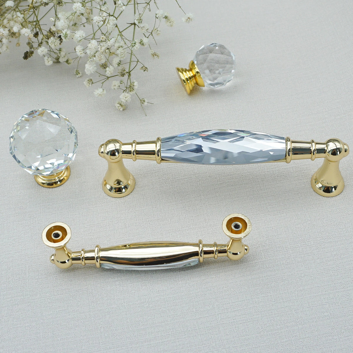 Gold Chrome Cabinet Handles Drawer Single Hole Knobs Luxury Wardrobe Dresser Pulls Modern Kitchen Accessories Furniture Hardware