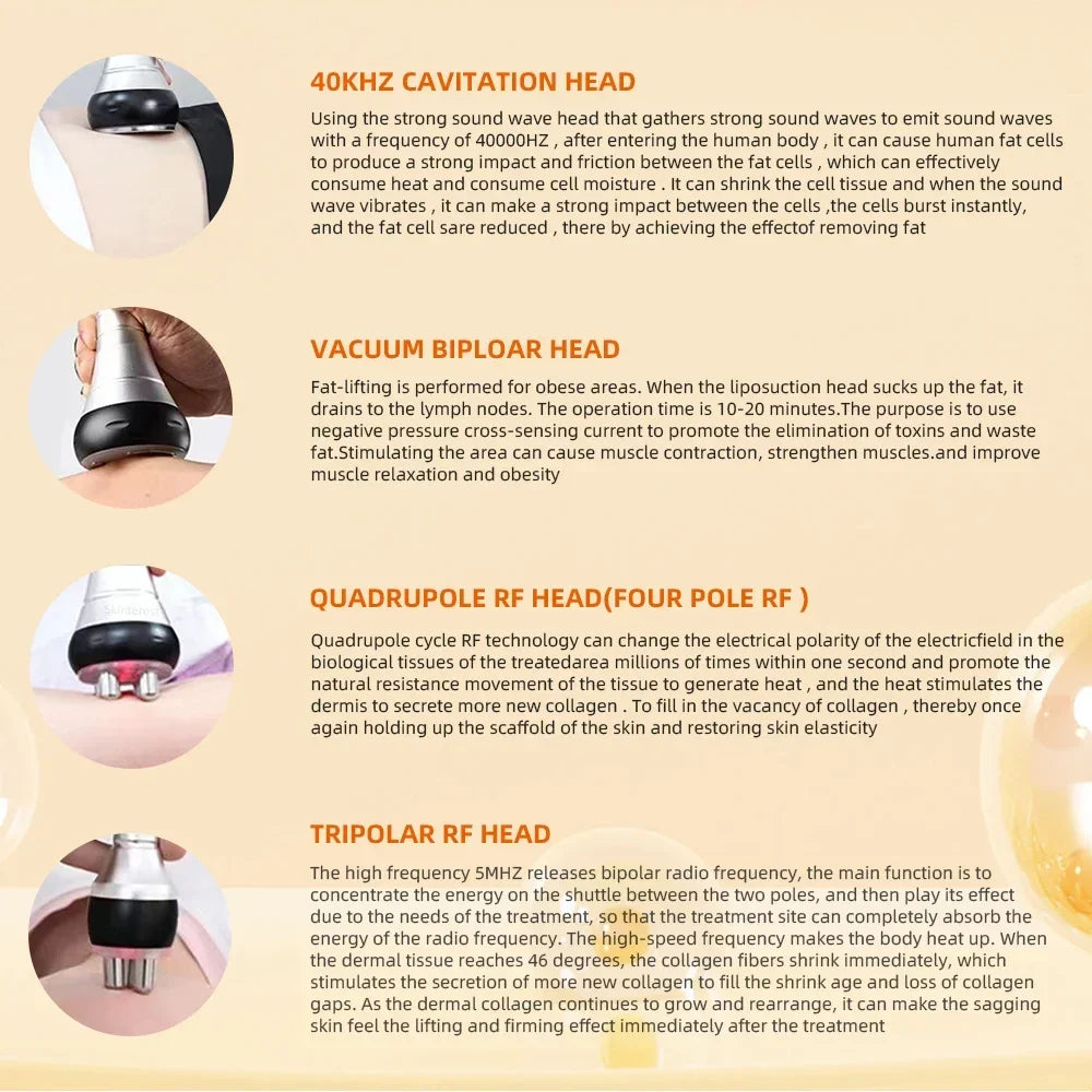 40K 3/4 IN 1 Cavitation  Body Slimming Machine Facial Massager Skin Tighten Face Lifting Vacuum Suction Beauty Device