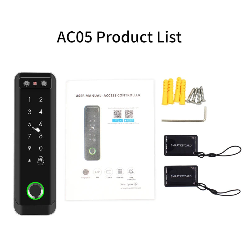TTLOCK 3D Face Recognition Access Control Keypad Door Lock Opener Fingerprint E-Key Code App RF Remote Facial RFID Card Unlock
