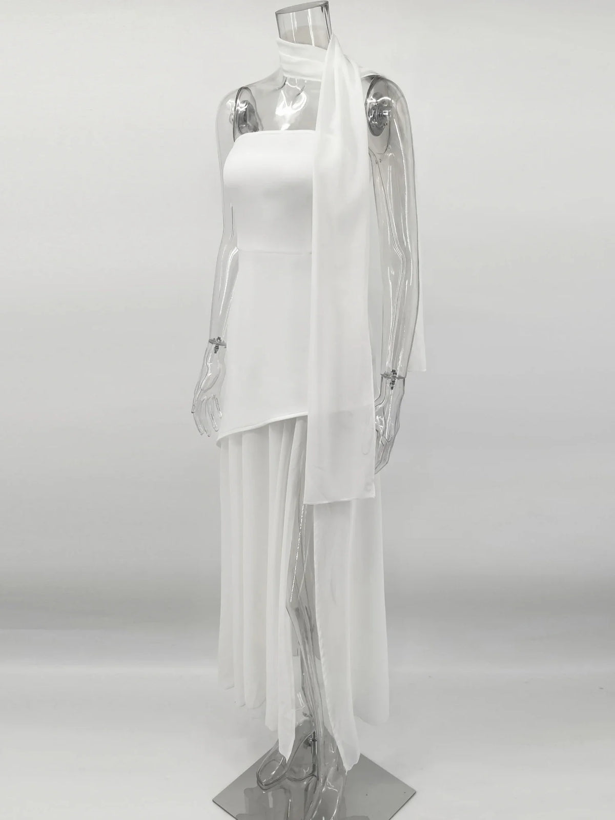 Tuularose Fashion Ribbon Long Dress Women's 2025 Summer White Backless Sleeveless Vacation Dress Elegant Slit Slim Long Dresses