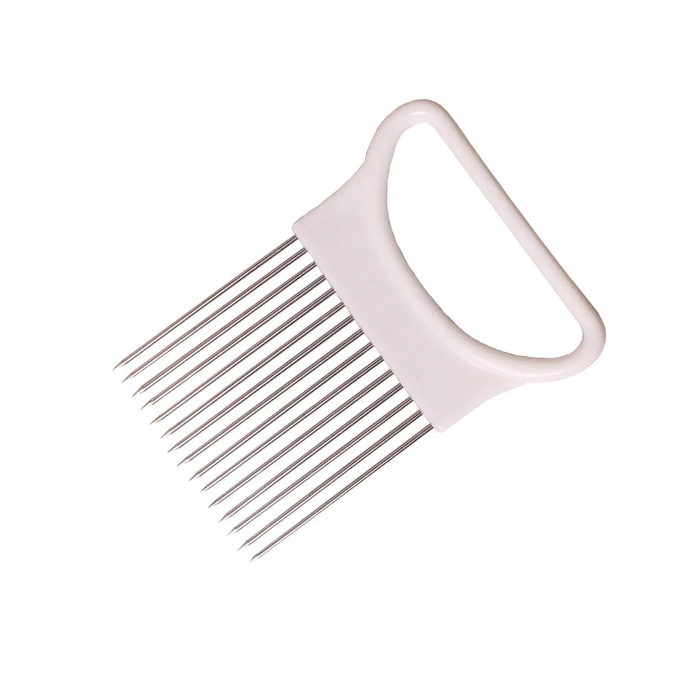 Stainless Steel Onion Needle Onion Fork Vegetables Fruit Slicer Tomato Cutter Knife Cutting Safe Aid Holder Kitchen Accessories