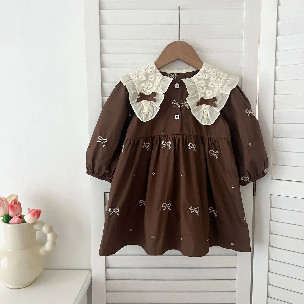 1-6Y Baby Girl Clothing Lace Autumn Casual Dresses Children Fashion Embroidery Sweet Princess Dress Long Sleeve Kids Party Dress