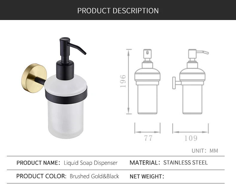 Soap Dish holder for Kitchen Bathroom Accessories Wall Mount Soap Dispenser Soap Rack With Glass Dish Metal Soap Holder Gold