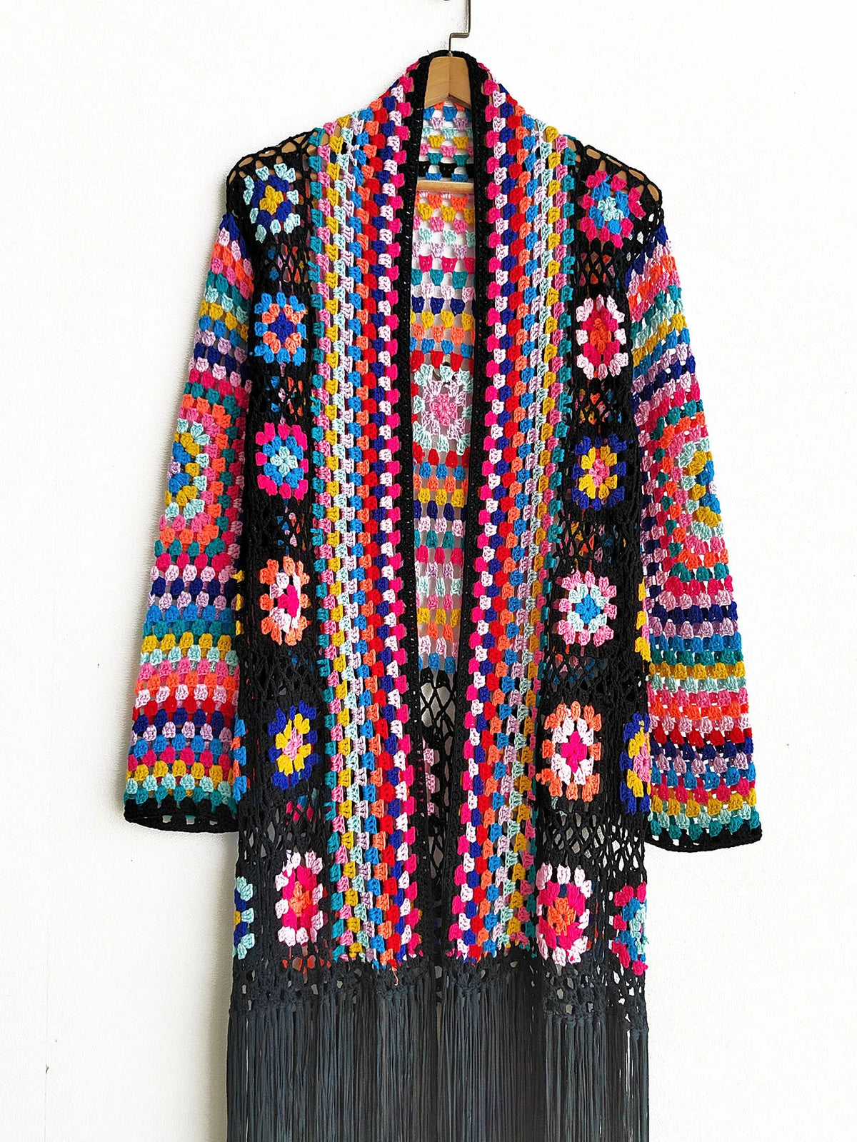 Crochet Knitted Women Cardigan Cover Ups Tassel Plaid Long Coat Bohemian 2023 Summer Beach Bikini Covers Sexy Hook Vestidos
