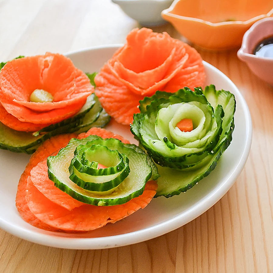 Stainless Steel Salad Curler Set Carrot and Cucumber Carving Knife Spiral Curling Grater Slicing Knife Kitchen Accessories