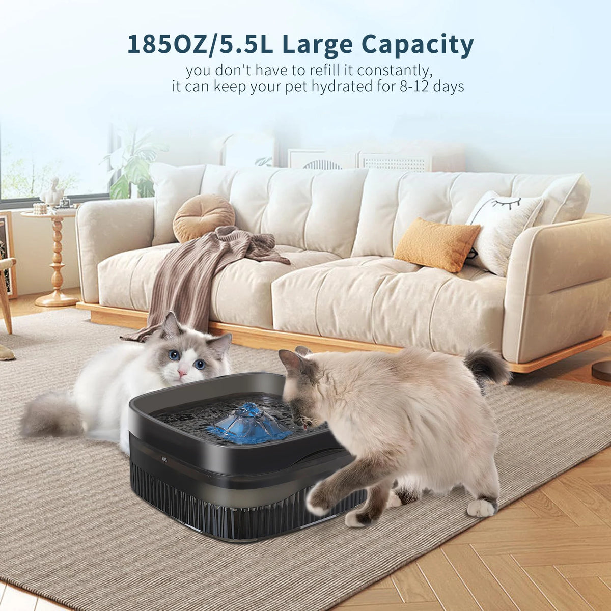 Large-Capacity Pet Water Fountain Large Dog Drinking Bowl with Ultra-Quiet Pump for Multiple Cats or Dogs Pet Drinking Dispenser